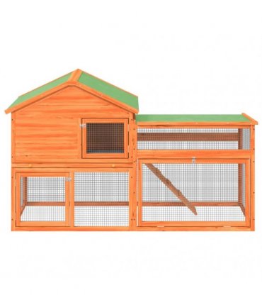 vidaXL Rabbit Hutch Brown 185,5x60,5x109,5 cm Solid Wood Pine