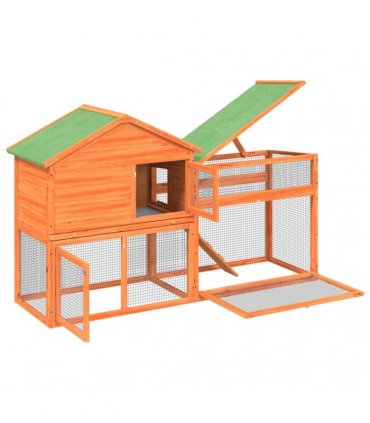 vidaXL Rabbit Hutch Brown 185,5x60,5x109,5 cm Solid Wood Pine