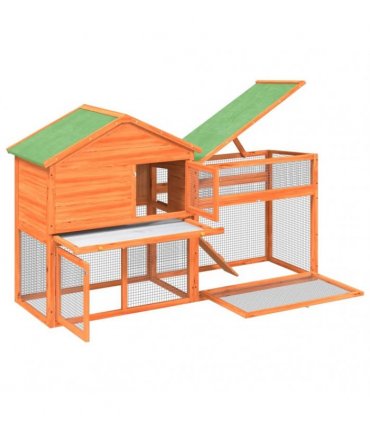 vidaXL Rabbit Hutch Brown 185,5x60,5x109,5 cm Solid Wood Pine