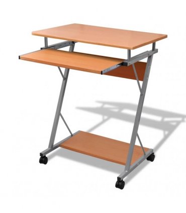 vidaXL Compact Computer Desk with Pull-out Keyboard Tray Brown