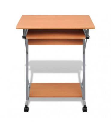 vidaXL Compact Computer Desk with Pull-out Keyboard Tray Brown