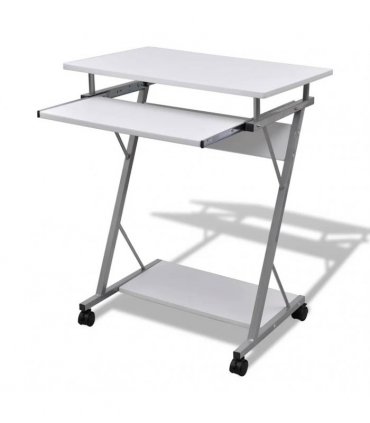 vidaXL Compact Computer Desk with Pull-out Keyboard Tray White