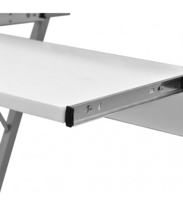 vidaXL Compact Computer Desk with Pull-out Keyboard Tray White