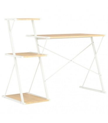 vidaXL Desk with Shelf White and Oak 116x50x93 cm