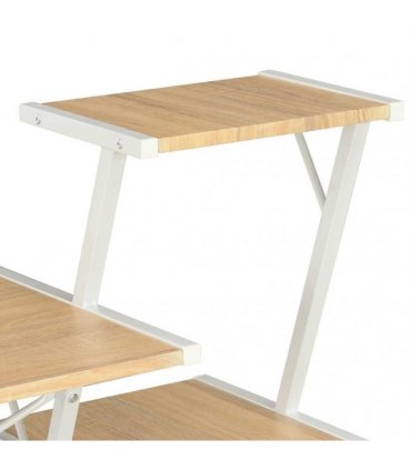 vidaXL Desk with Shelf White and Oak 116x50x93 cm