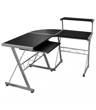 vidaXL Corner Computer Desk Black 132x112x99 cm Engineered Wood