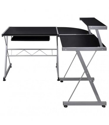 vidaXL Corner Computer Desk Black 132x112x99 cm Engineered Wood