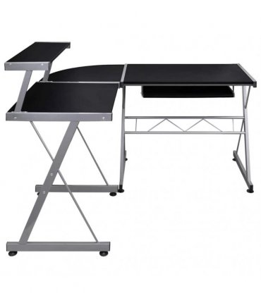 vidaXL Corner Computer Desk Black 132x112x99 cm Engineered Wood