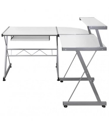 vidaXL Corner Computer Desk White 132x112x99 cm Engineered Wood