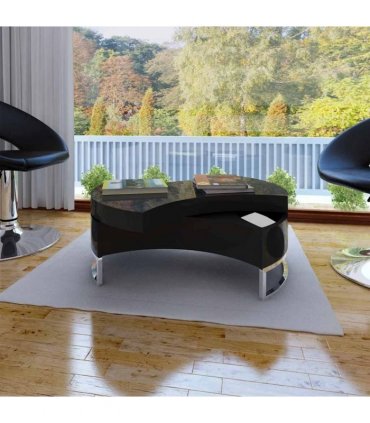 vidaXL Coffee Table Shape-Adjustable High Gloss Black