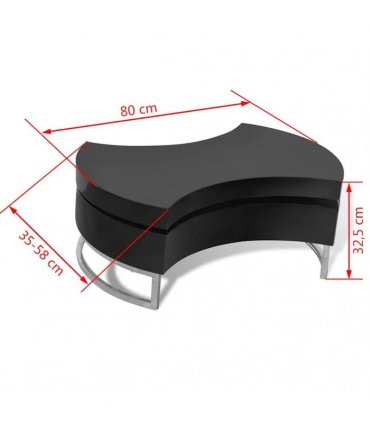 vidaXL Coffee Table Shape-Adjustable High Gloss Black