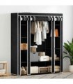 vidaXL Fabric Wardrobe with Compartments and Rods 45x150x176 cm Black
