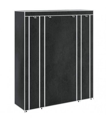vidaXL Fabric Wardrobe with Compartments and Rods 45x150x176 cm Black