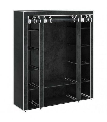 vidaXL Fabric Wardrobe with Compartments and Rods 45x150x176 cm Black
