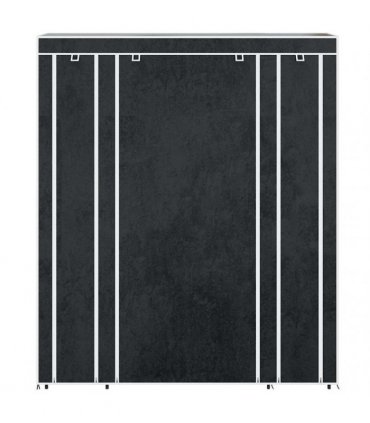 vidaXL Fabric Wardrobe with Compartments and Rods 45x150x176 cm Black