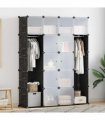 vidaXL Modular Cabinet with 14 Compartments Black and White 37 x 146 x 180,5 cm