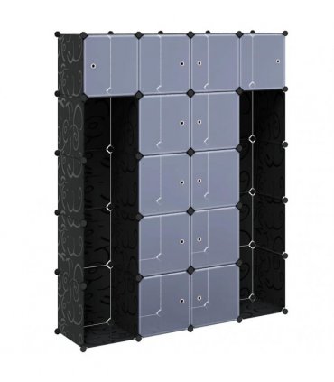vidaXL Modular Cabinet with 14 Compartments Black and White 37 x 146 x 180,5 cm