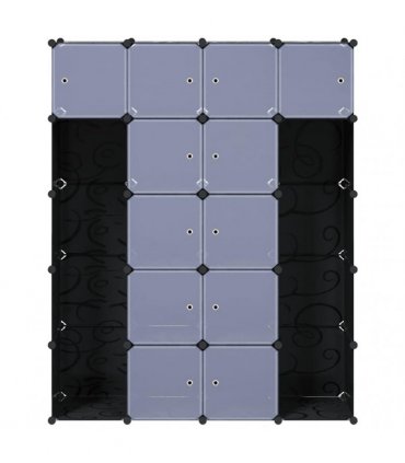 vidaXL Modular Cabinet with 14 Compartments Black and White 37 x 146 x 180,5 cm