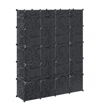 vidaXL Modular Cabinet with 14 Compartments Black and White 37 x 146 x 180,5 cm