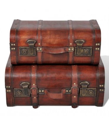 vidaXL Wooden Treasure Chest 2 pcs Vintage Brown