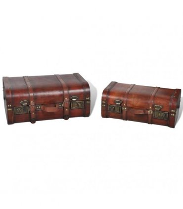 vidaXL Wooden Treasure Chest 2 pcs Vintage Brown