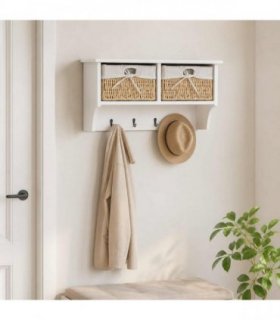 vidaXL Wall Shelf White 60x23,5x33 cm Paulownia Wood