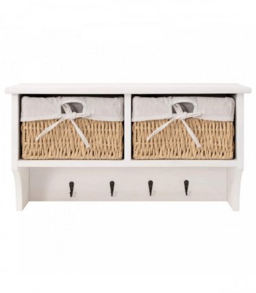 vidaXL Wall Shelf White 60x23,5x33 cm Paulownia Wood