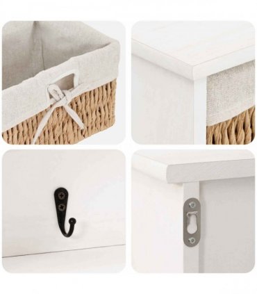 vidaXL Wall Shelf White 60x23,5x33 cm Paulownia Wood