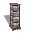 vidaXL Wooden Storage Rack 4 Weaving Baskets Brown