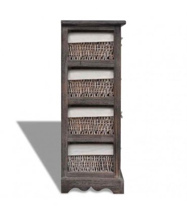 vidaXL Wooden Storage Rack 4 Weaving Baskets Brown