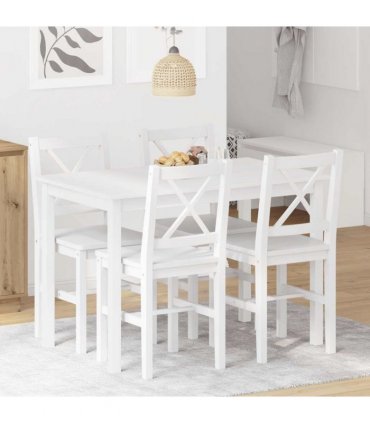 vidaXL 5 Piece Dining Set White