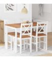 vidaXL 5 Piece Dining Set Brown and White