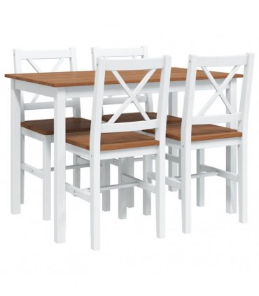 vidaXL 5 Piece Dining Set Brown and White