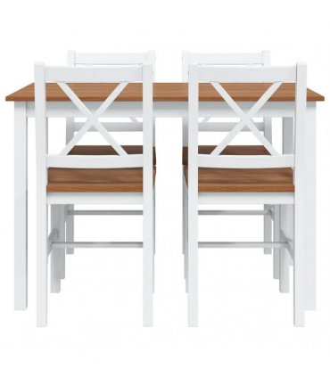vidaXL 5 Piece Dining Set Brown and White