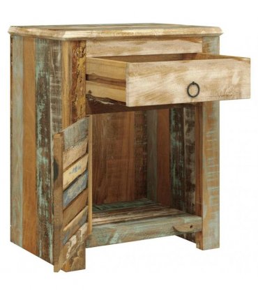 vidaXL End Table with 1 Drawer 1 Door Reclaimed Wood
