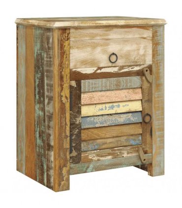 vidaXL End Table with 1 Drawer 1 Door Reclaimed Wood