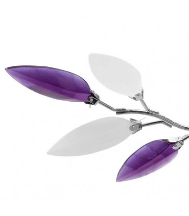 Ceiling Lamp with White & Purple Acrylic Crystal Leaf Arms for 3 E14 Bulbs