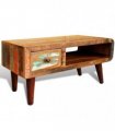 vidaXL Coffee Table with Curved Edge 1 Drawer Reclaimed Wood