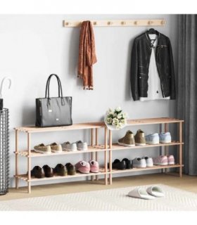 vidaXL 3-Tier Shoe Racks 2 pcs Solid Fir Wood