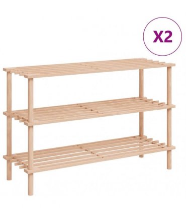 vidaXL 3-Tier Shoe Racks 2 pcs Solid Fir Wood