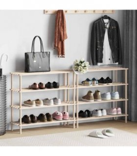 vidaXL 4-Tier Shoe Racks 2 pcs Solid Fir Wood