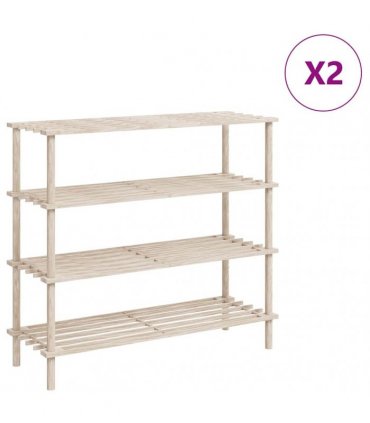 vidaXL 4-Tier Shoe Racks 2 pcs Solid Fir Wood