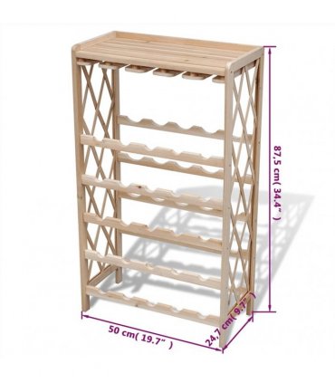vidaXL Wine Rack for 25 Bottles Solid Fir Wood
