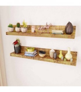 vidaXL Display Shelf 2 pcs Solid Wood Wall-Mounted