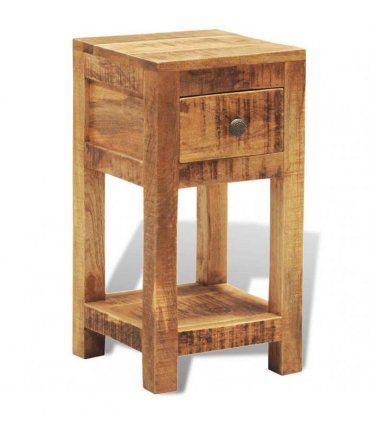 vidaXL Nightstand with 1 Drawer Solid Mango Wood