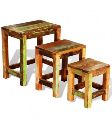 vidaXL Nesting Table Set 3 Pieces Vintage Reclaimed Wood