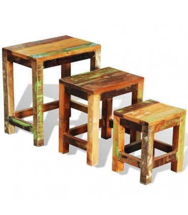 vidaXL Nesting Table Set 3 Pieces Vintage Reclaimed Wood