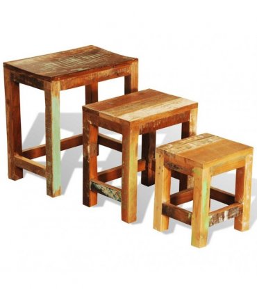 vidaXL Nesting Table Set 3 Pieces Vintage Reclaimed Wood