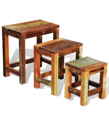 vidaXL Nesting Table Set 3 Pieces Vintage Reclaimed Wood