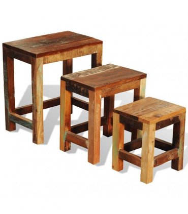 vidaXL Nesting Table Set 3 Pieces Vintage Reclaimed Wood